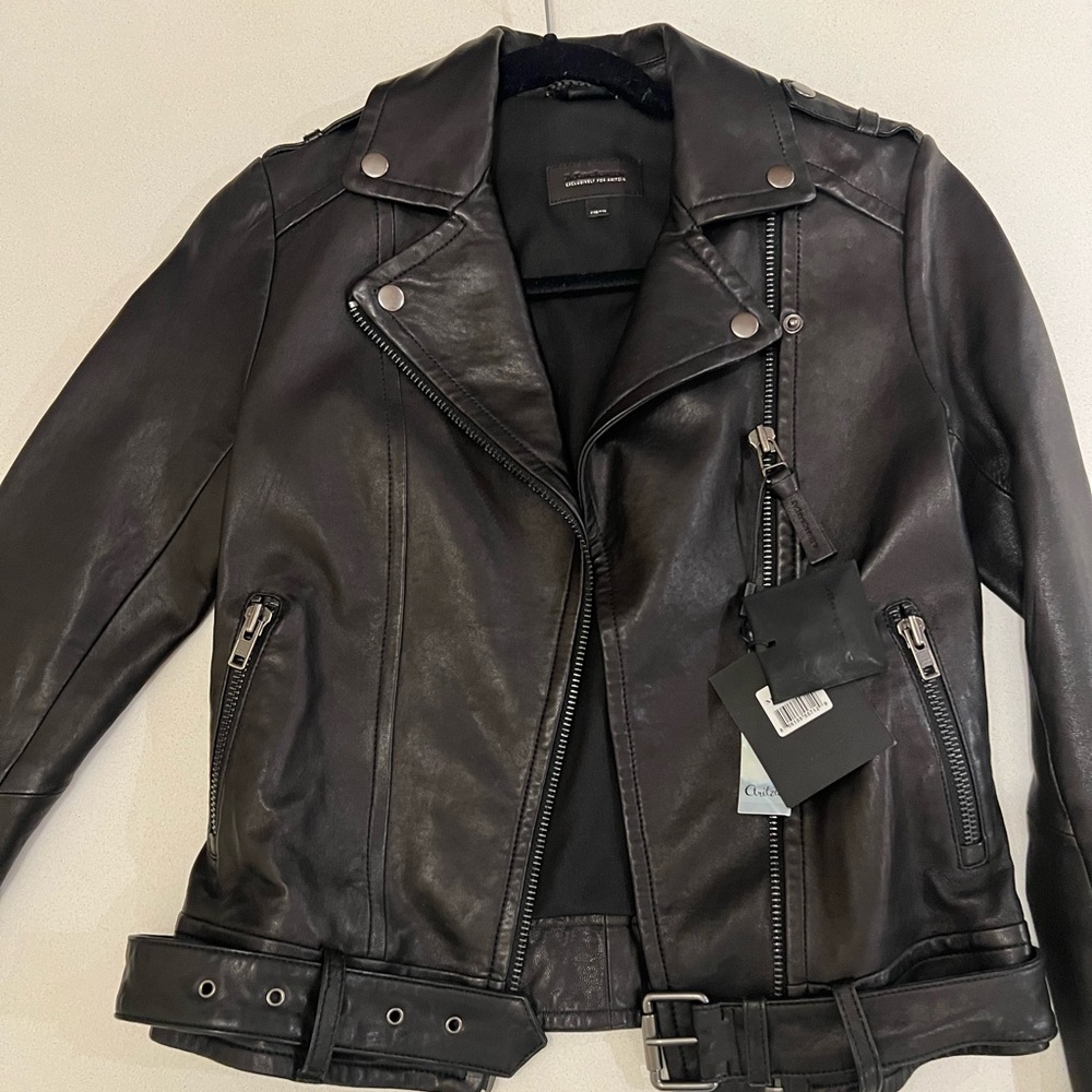 NWT Mackage for Aritzia Florica Moto Leather Jacket XXS (Fits Like XS)🖤 Black